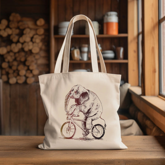 Elephant Drawing Cotton Canvas Tote Bag – Reusable Eco-Friendly
