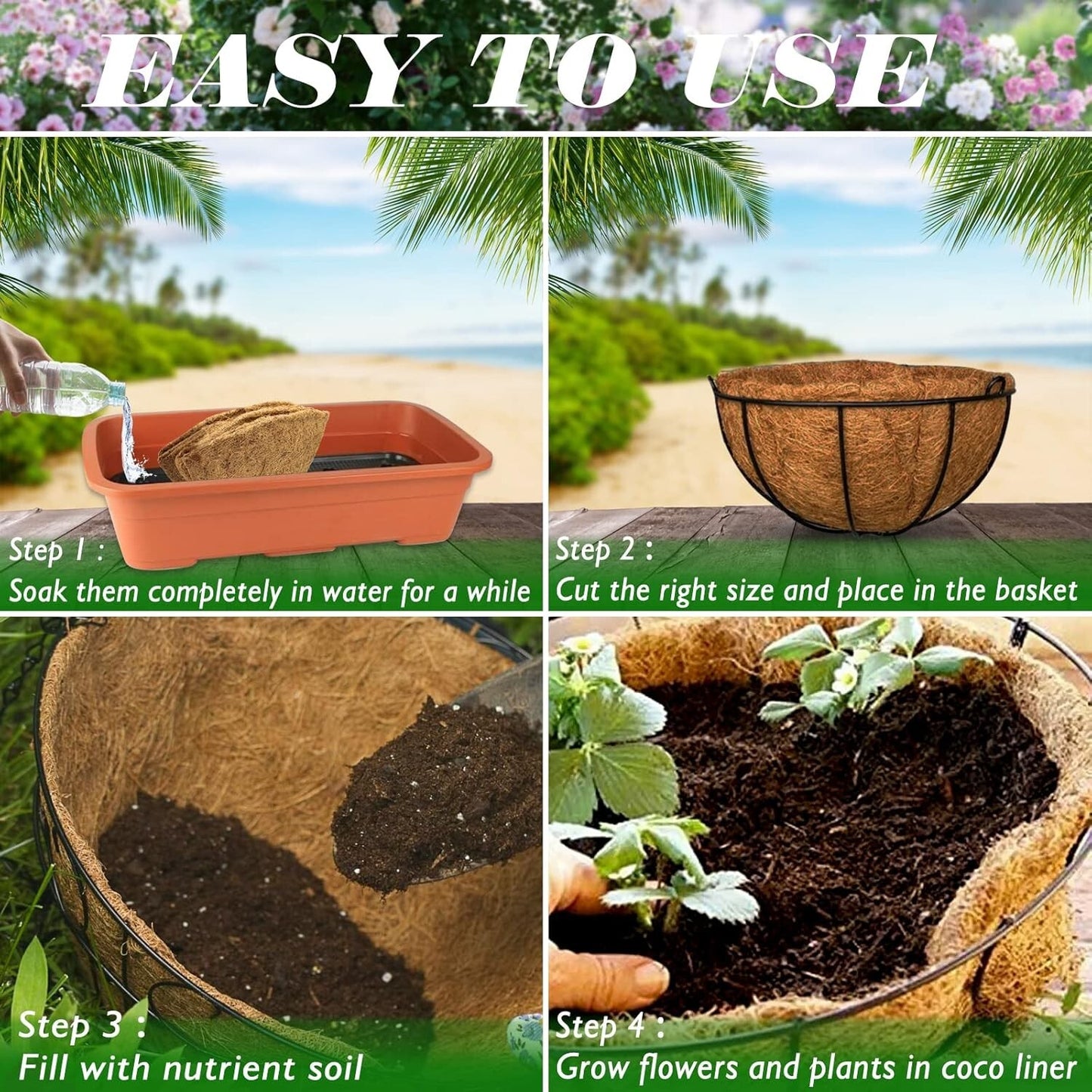 6Pcs 14Inch Coconut Liners for Planters round Hanging Basket Liners 100% Natural